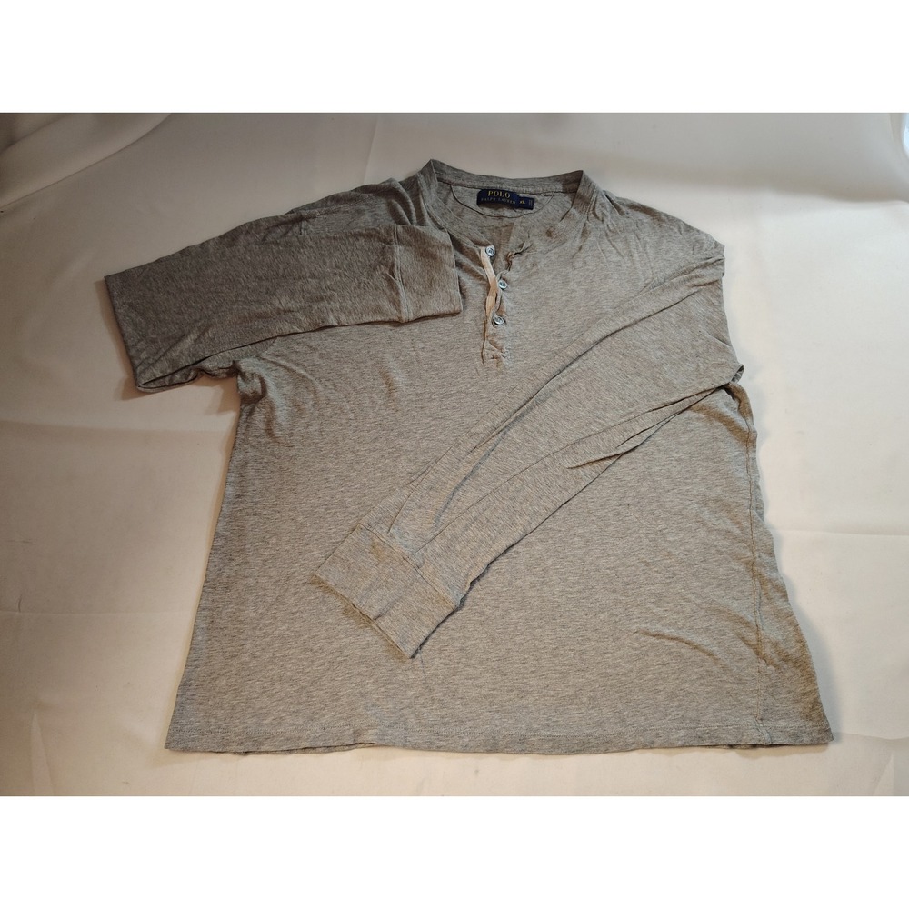 Polo Ralph Lauren Mens Long Sleeve Henley Shirt‎ Heather Gray Preppy Classic XL